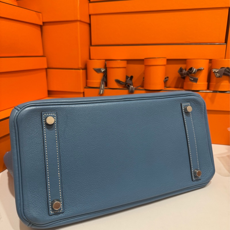 Hermes Birkin30 新牛仔藍走白線 so訂製款 流星刻印 框H 💙🩵🤍-14