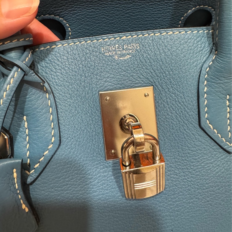 Hermes Birkin30 新牛仔藍走白線 so訂製款 流星刻印 框H 💙🩵🤍-22