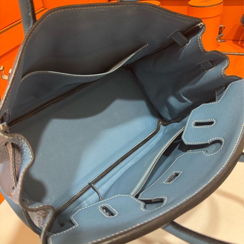 Hermes Birkin30 新牛仔藍走白線 so訂製款 流星刻印 框H 💙🩵🤍-26