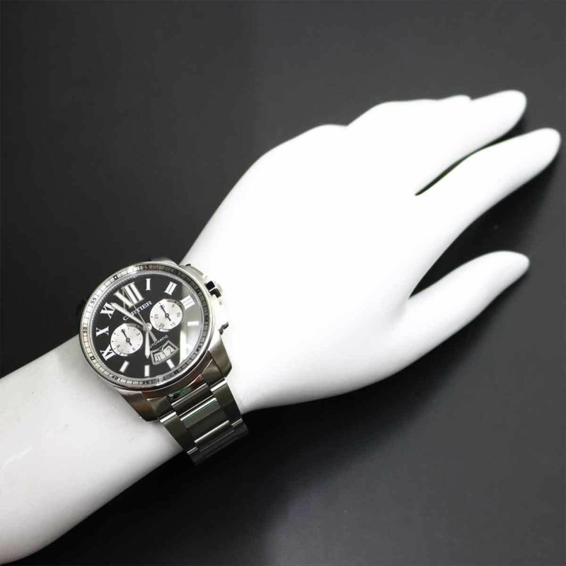 卡地亞 Calibre de W7100061 男士腕錶，日期顯示，黑色錶盤，自動上鍊機芯-3