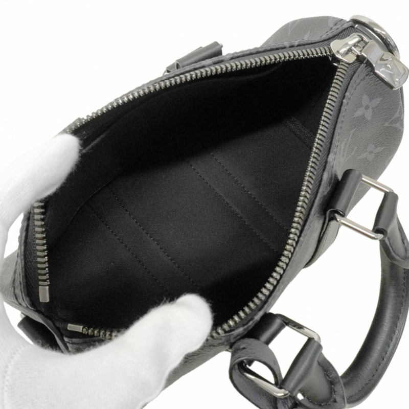 路易威登 Monogram Eclipse Reverse Keepall Bandoulière 25 手提包 M46271 黑色灰色 男士兩用包-3