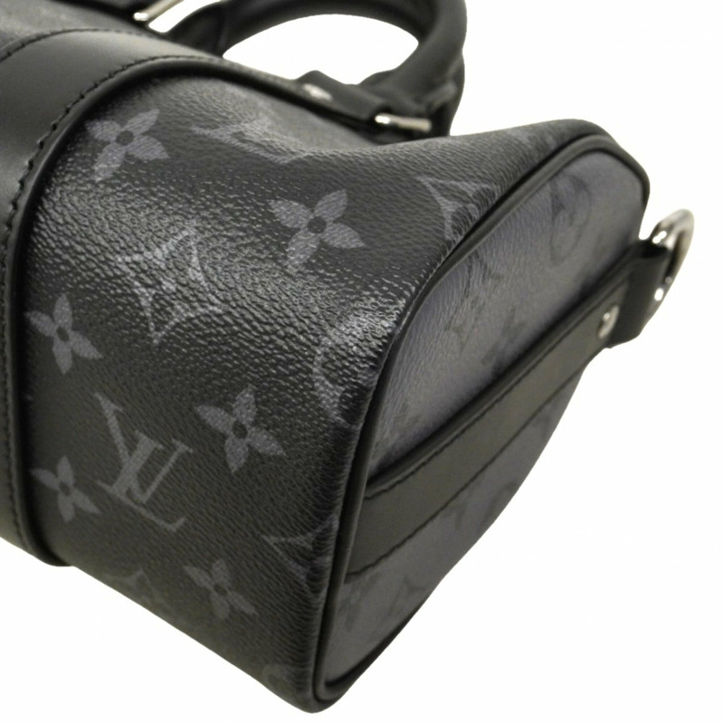路易威登 Monogram Eclipse Reverse Keepall Bandoulière 25 手提包 M46271 黑色灰色 男士兩用包-5