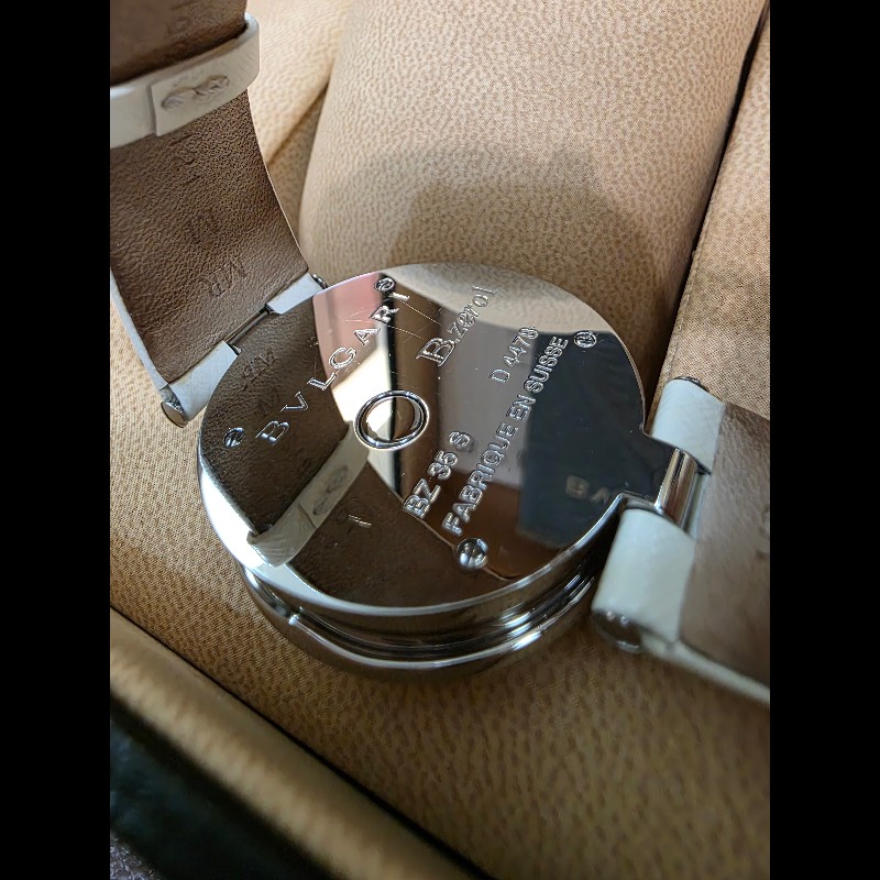 真品 BVLGARI 寶格麗 B.zero1系列 BZ 35 S 女士銀白愛心相間錶盤-6