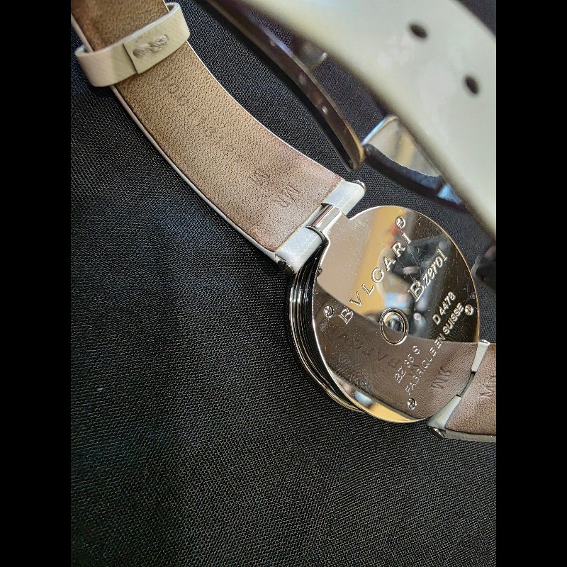 真品 BVLGARI 寶格麗 B.zero1系列 BZ 35 S 女士銀白愛心相間錶盤-8
