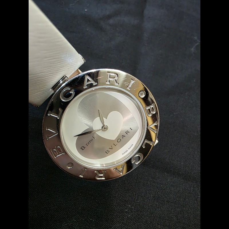 真品 BVLGARI 寶格麗 B.zero1系列 BZ 35 S 女士銀白愛心相間錶盤-20
