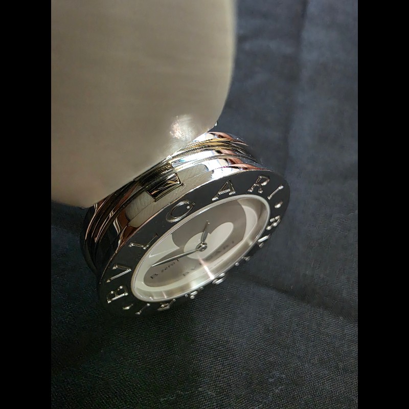 真品 BVLGARI 寶格麗 B.zero1系列 BZ 35 S 女士銀白愛心相間錶盤-21