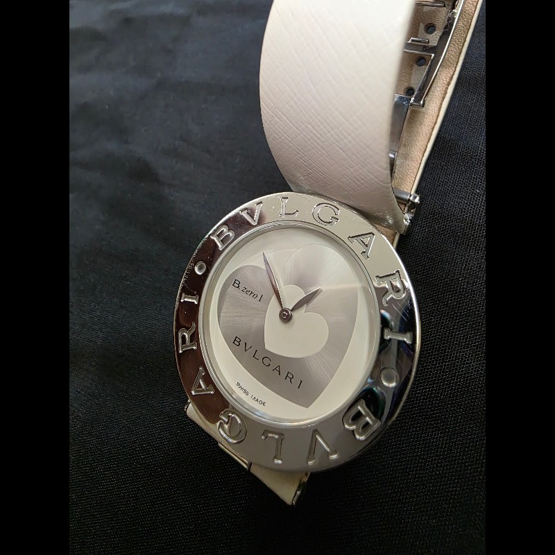 真品 BVLGARI 寶格麗 B.zero1系列 BZ 35 S 女士銀白愛心相間錶盤-24