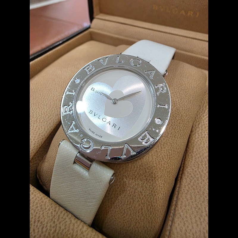 真品 BVLGARI 寶格麗 B.zero1系列 BZ 35 S 女士銀白愛心相間錶盤-28