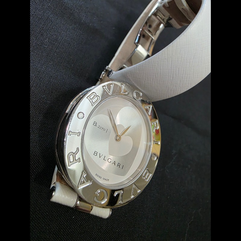 真品 BVLGARI 寶格麗 B.zero1系列 BZ 35 S 女士銀白愛心相間錶盤-29