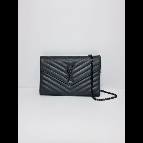 YSL 黑色 Cassander Chain Wallet