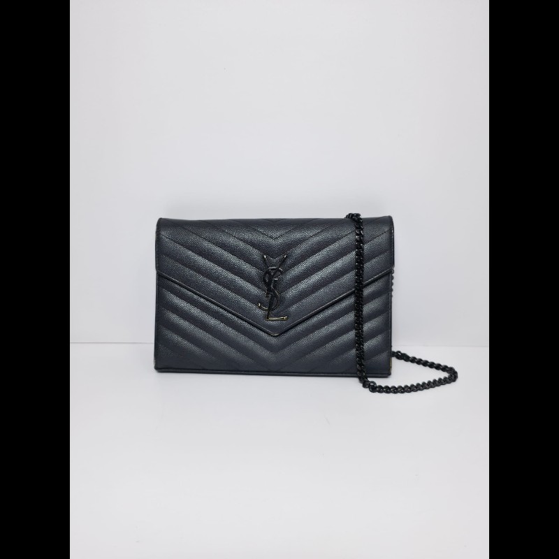 YSL 黑色 Cassander Chain Wallet-0