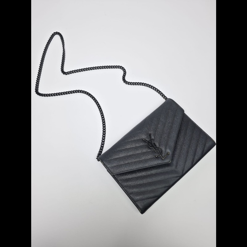 YSL 黑色 Cassander Chain Wallet-6