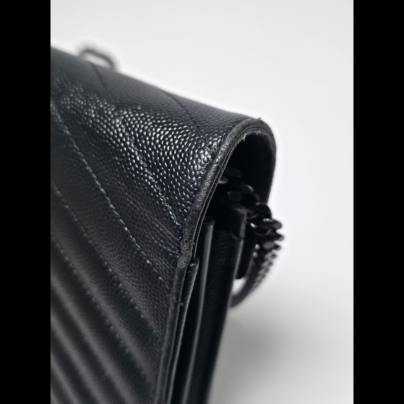 YSL 黑色 Cassander Chain Wallet-13