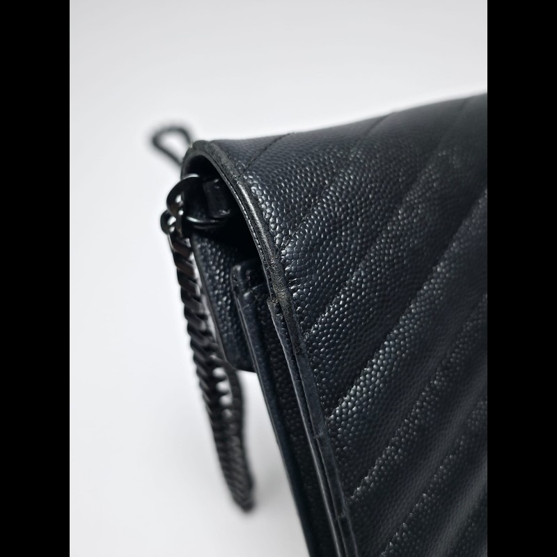YSL 黑色 Cassander Chain Wallet-14