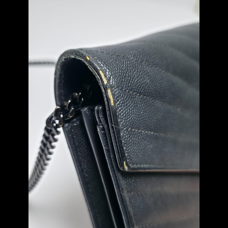 YSL 黑色 Cassander Chain Wallet-15