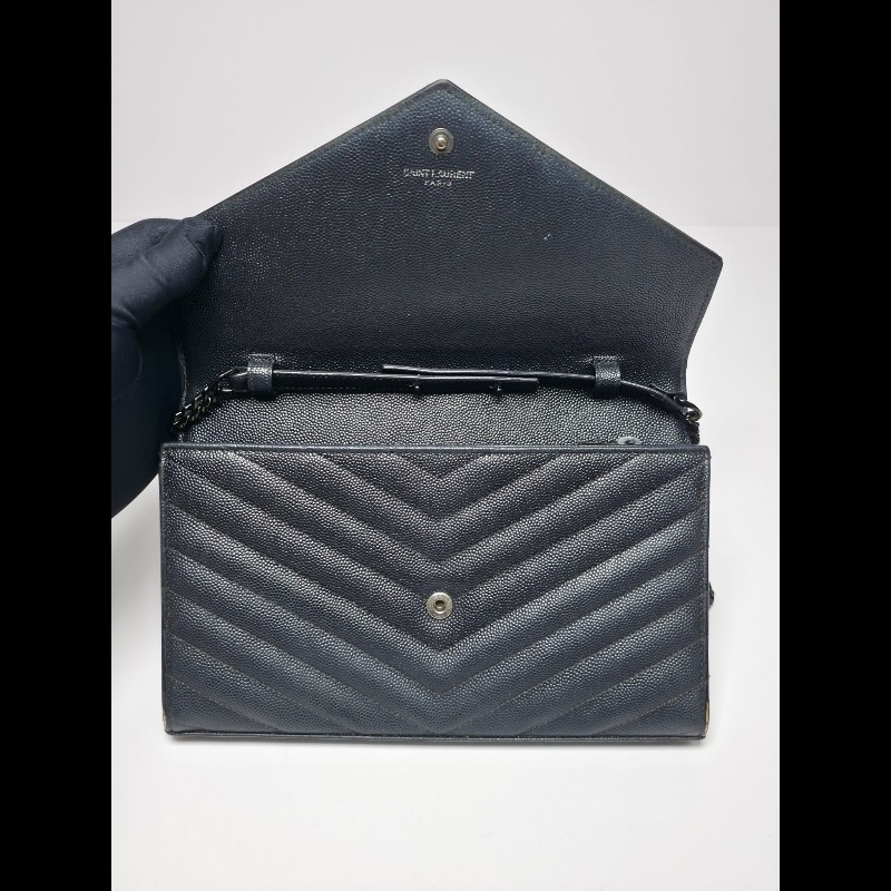 YSL 黑色 Cassander Chain Wallet-17