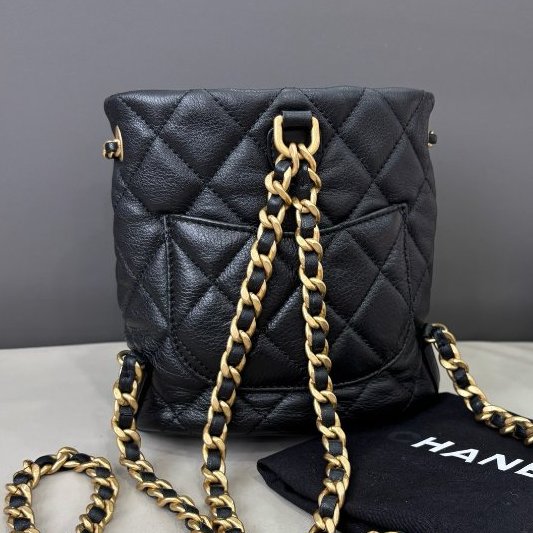 近新品 香奈兒/Chanel 黑金牛皮子母雙肩包 芯片款-1