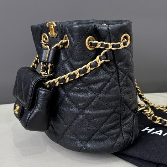 近新品 香奈兒/Chanel 黑金牛皮子母雙肩包 芯片款-2