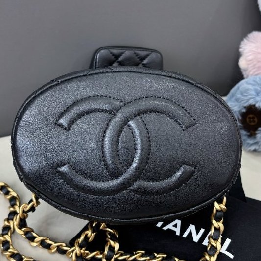 近新品 香奈兒/Chanel 黑金牛皮子母雙肩包 芯片款-4