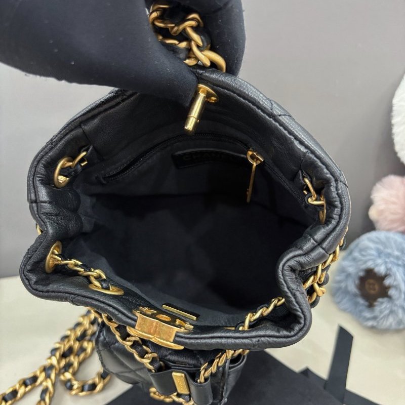 近新品 香奈兒/Chanel 黑金牛皮子母雙肩包 芯片款-8