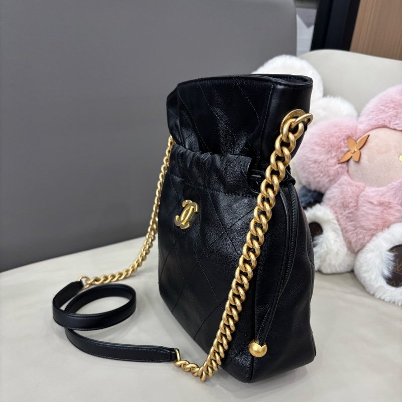 近新品 香奈兒/Chanel 黑金牛皮福袋斜背包-2