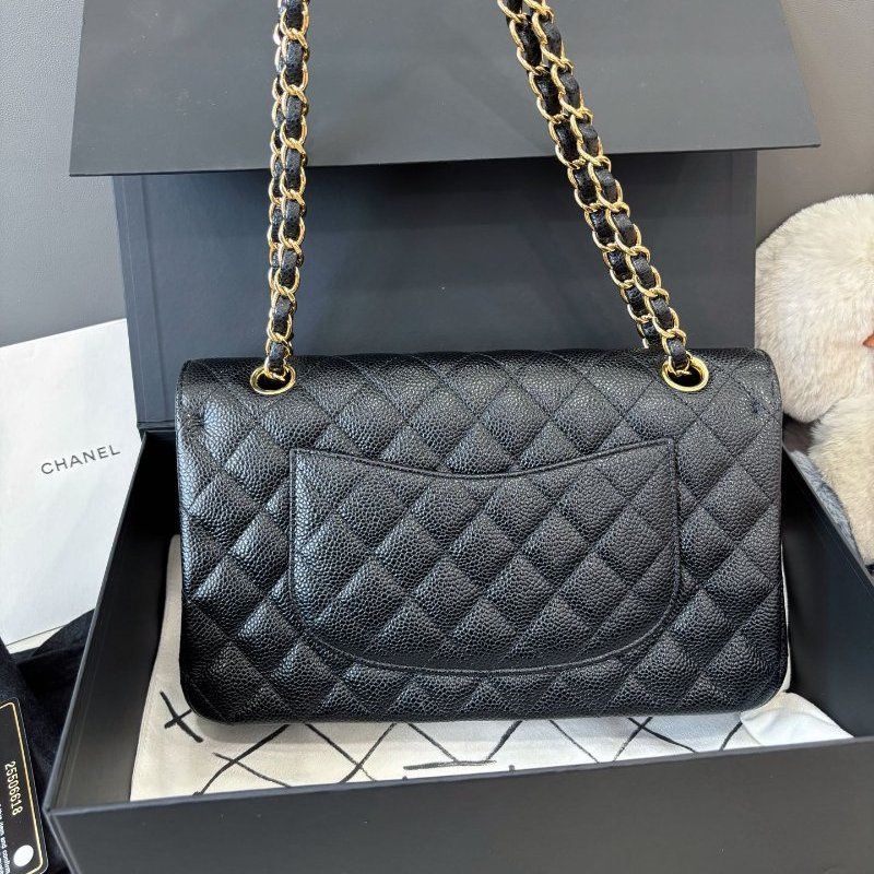 閒置新 香奈兒/Chanel 黑金荔枝紋牛皮cf中號鏈條包-1