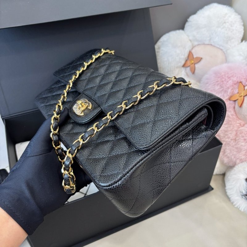 閒置新 香奈兒/Chanel 黑金荔枝紋牛皮cf中號鏈條包-2
