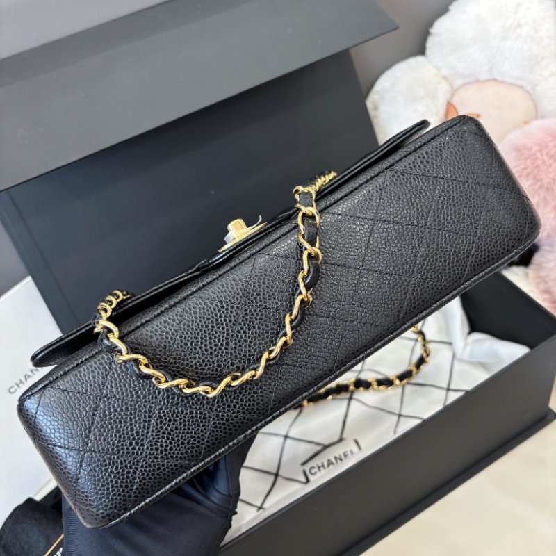 閒置新 香奈兒/Chanel 黑金荔枝紋牛皮cf中號鏈條包-4