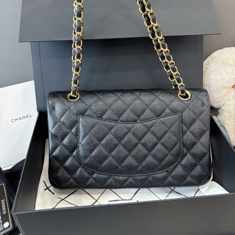 閒置新 香奈兒/Chanel 黑金荔枝紋牛皮cf中號鏈條包-6