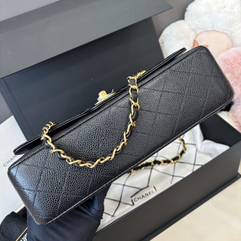 閒置新 香奈兒/Chanel 黑金荔枝紋牛皮cf中號鏈條包-7