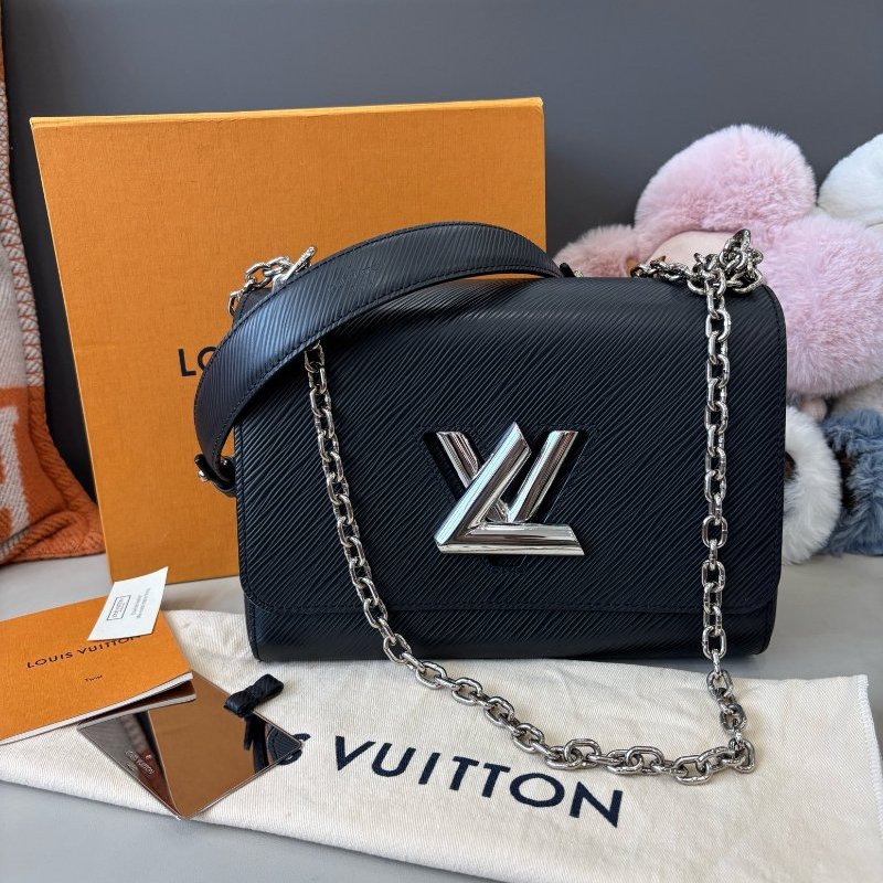 路易威登/Louis Vuitton 黑色水波紋Twist中號鏈條肩背包-0