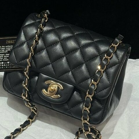 香奈兒/Chanel CF黑金方胖子鏈條肩背斜背包