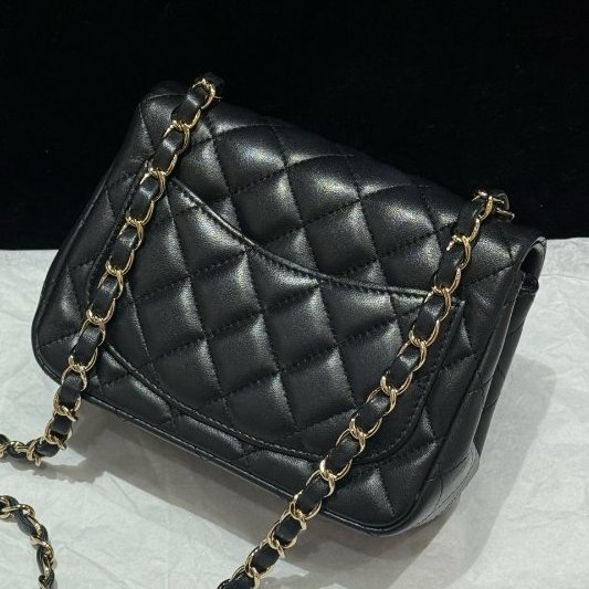 香奈兒/Chanel CF黑金方胖子鏈條肩背斜背包-1