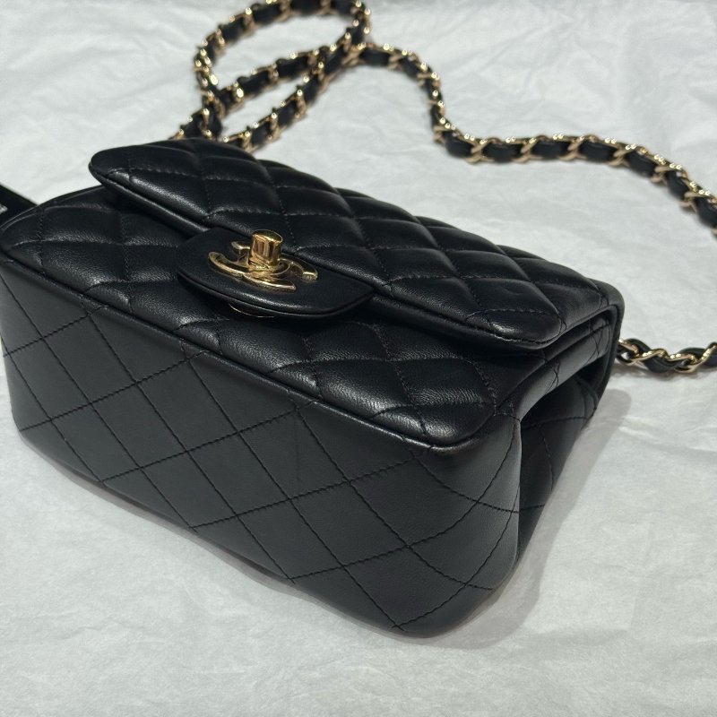 香奈兒/Chanel CF黑金方胖子鏈條肩背斜背包-2