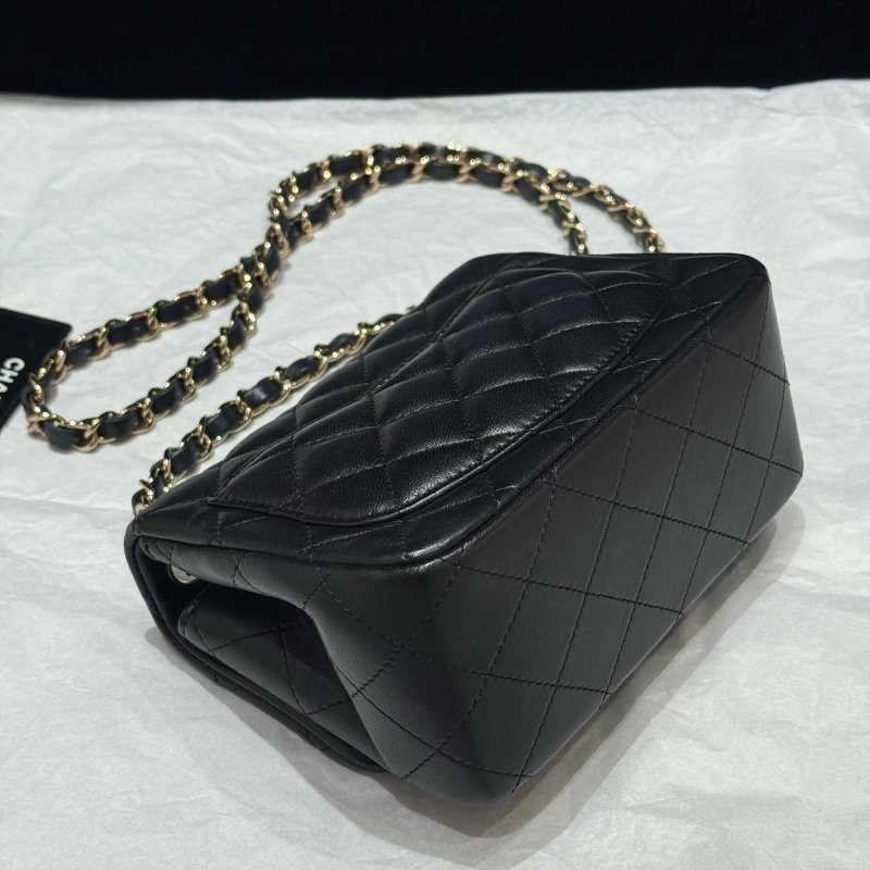 香奈兒/Chanel CF黑金方胖子鏈條肩背斜背包-5