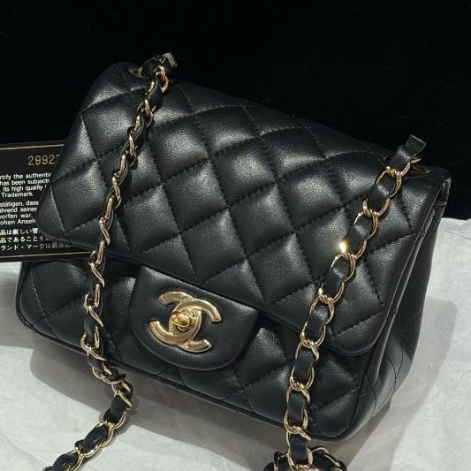 香奈兒/Chanel CF黑金方胖子鏈條肩背斜背包-6