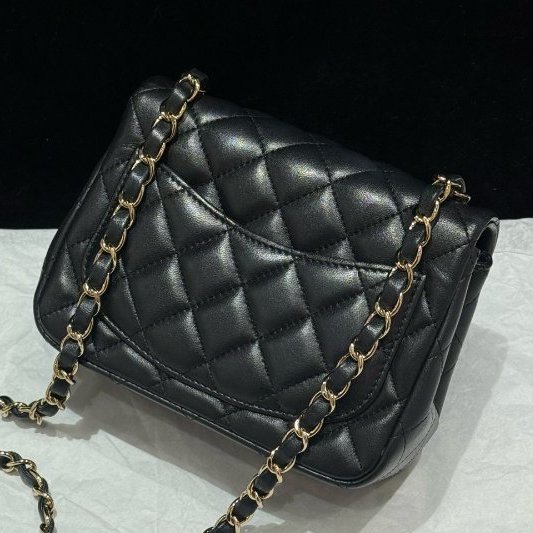 香奈兒/Chanel CF黑金方胖子鏈條肩背斜背包-7