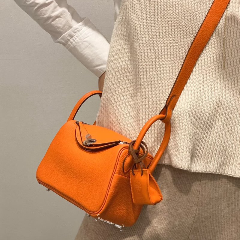 HERMES Mini lindy - 火焰橙銀 U-10