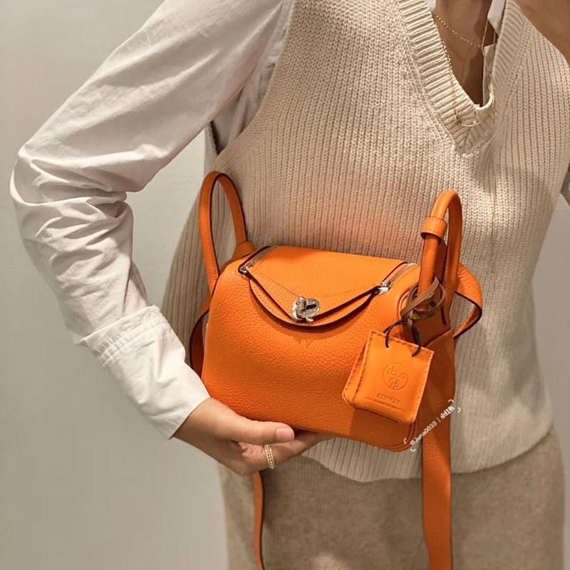 HERMES Mini lindy - 火焰橙銀 U-11