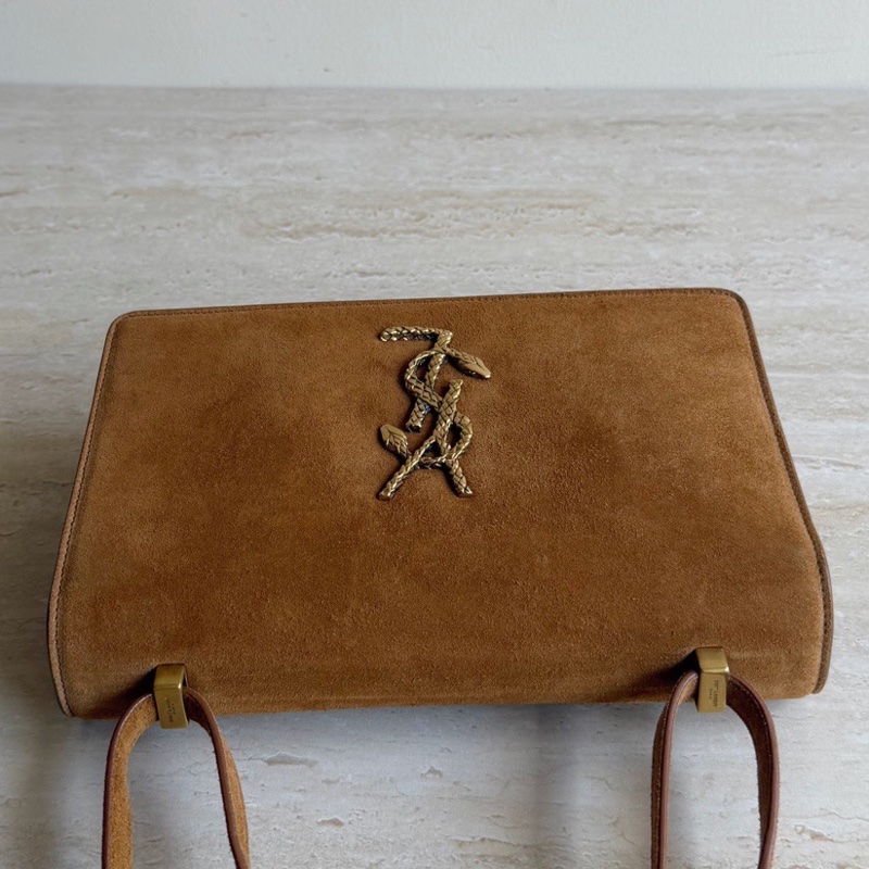 YSL聖羅蘭棕色麂皮風情包 底長20cm 🈚附件-4