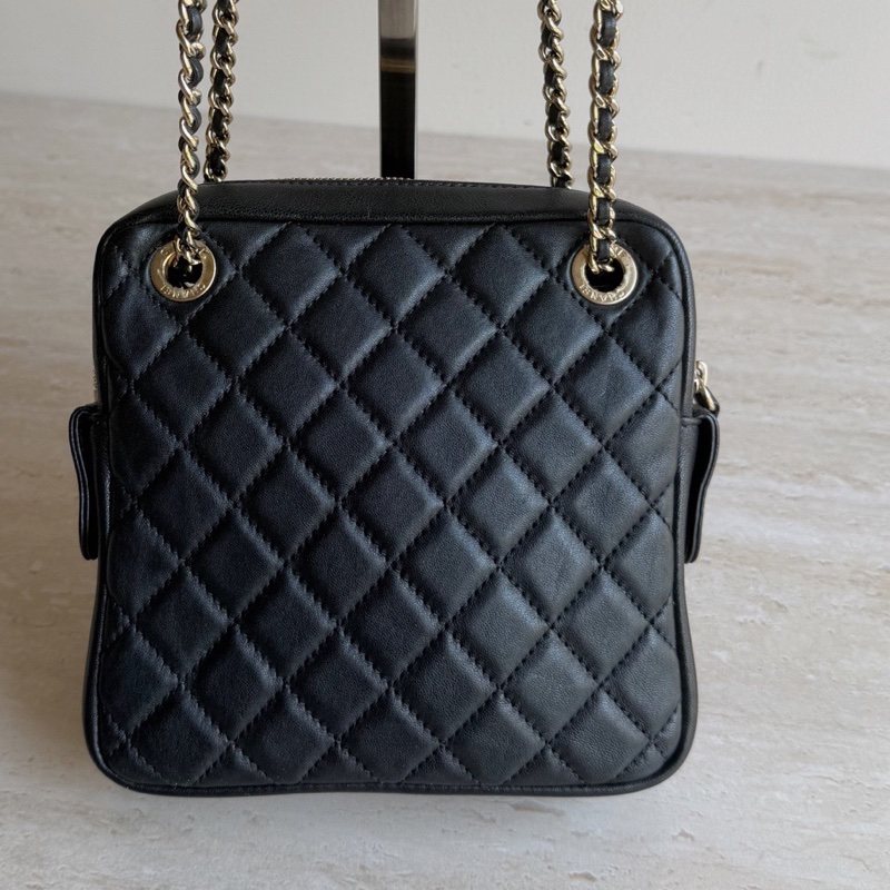Chanel香奈兒黑金羊皮鏈條包+26開 底長16cm 🈚附件-1