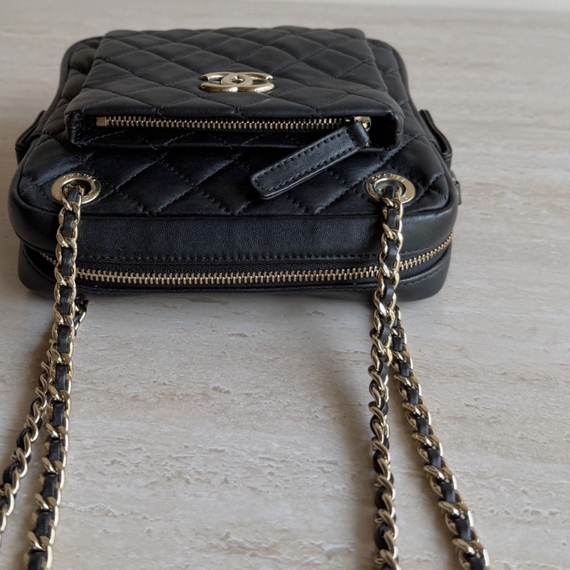 Chanel香奈兒黑金羊皮鏈條包+26開 底長16cm 🈚附件-2