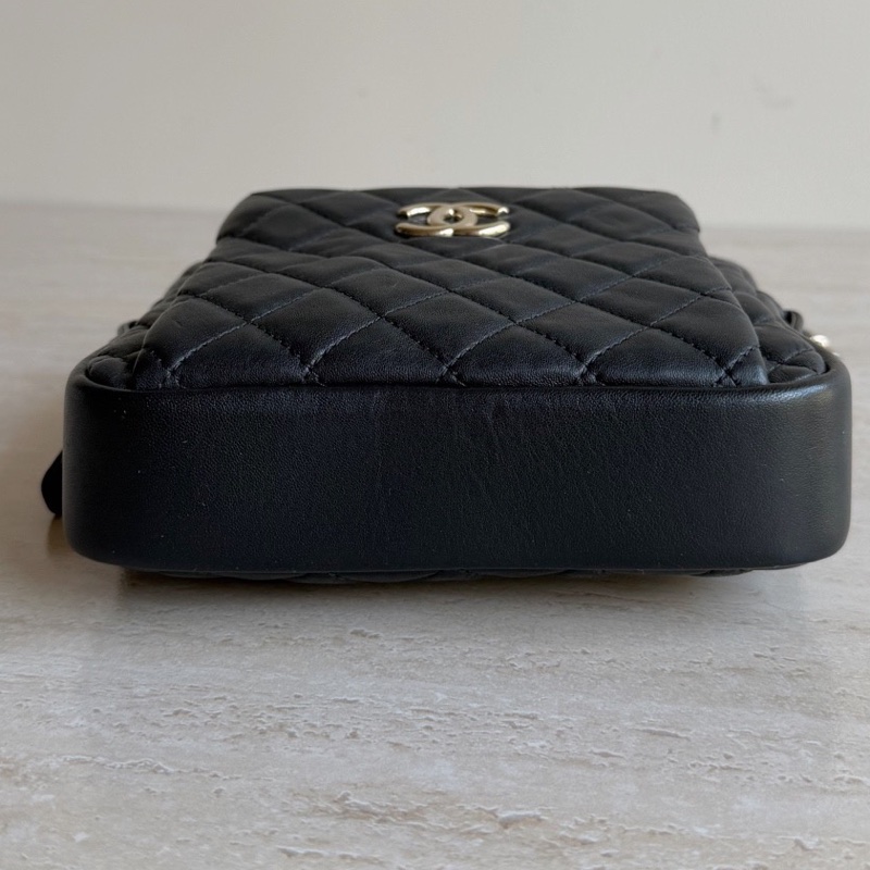 Chanel香奈兒黑金羊皮鏈條包+26開 底長16cm 🈚附件-3