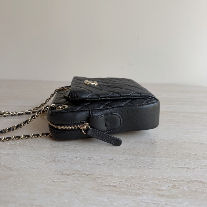 Chanel香奈兒黑金羊皮鏈條包+26開 底長16cm 🈚附件-4
