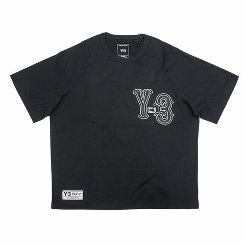 Y-3 棉質刺繡Logo男生短袖T恤(KQ9307-黑)