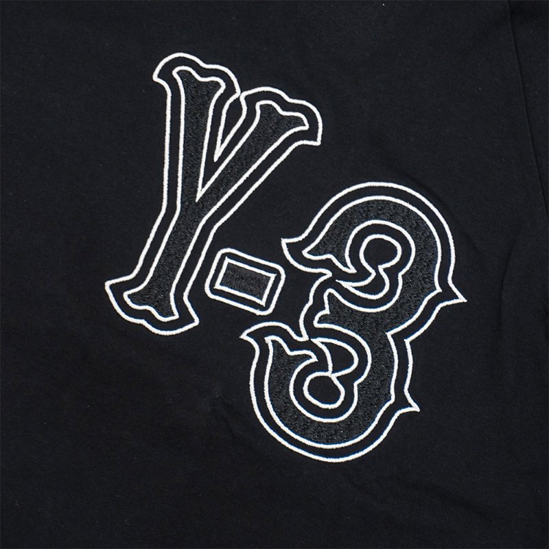 Y-3 棉質刺繡Logo男生短袖T恤(KQ9307-黑)-3