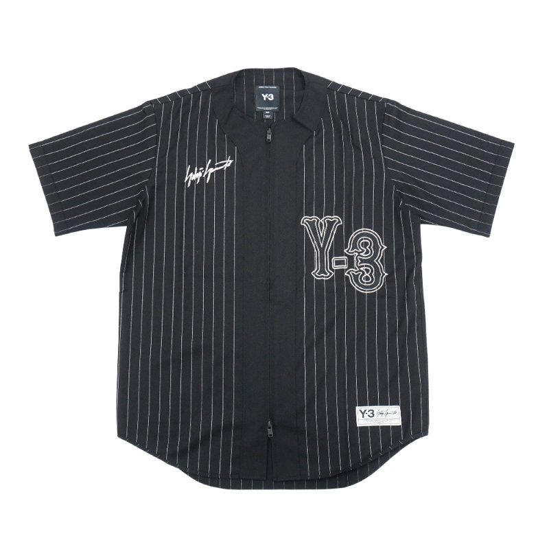 Y-3 直條紋刺繡Logo男生短袖棒球上衣(KS7640-黑)-0