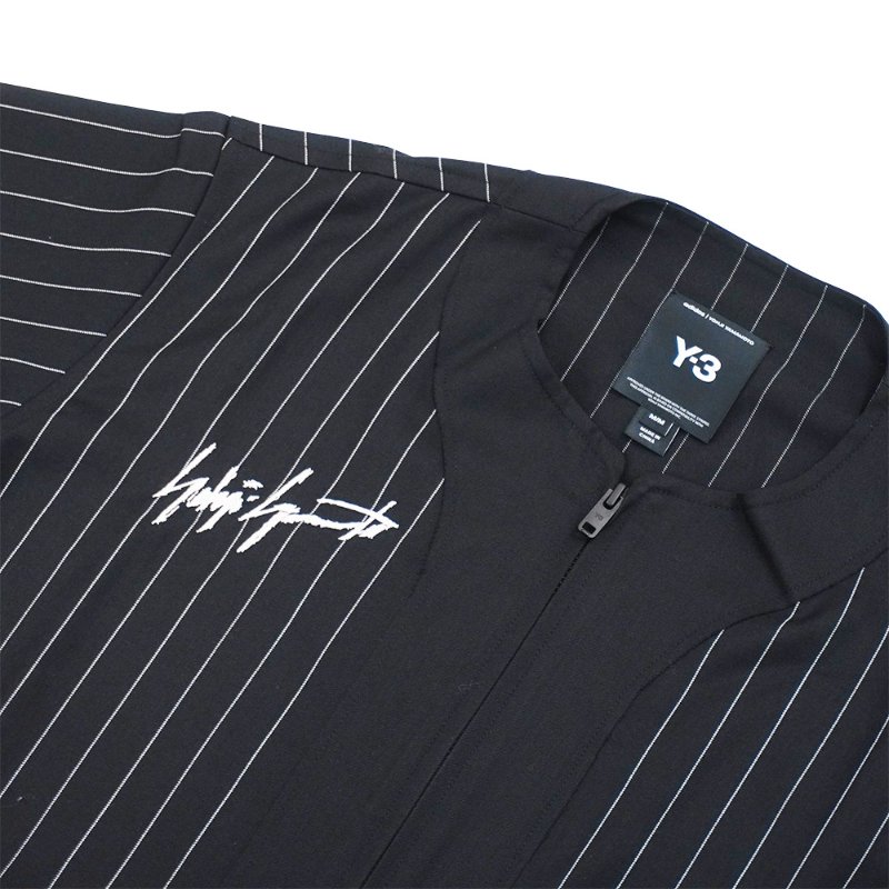 Y-3 直條紋刺繡Logo男生短袖棒球上衣(KS7640-黑)-1