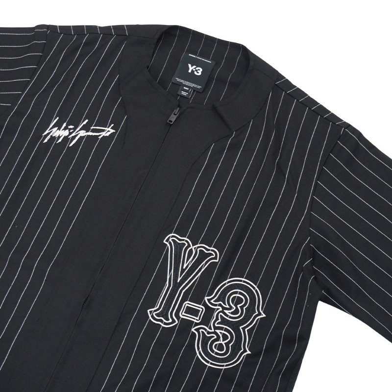 Y-3 直條紋刺繡Logo男生短袖棒球上衣(KS7640-黑)-2