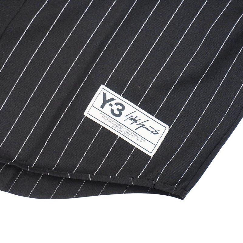 Y-3 直條紋刺繡Logo男生短袖棒球上衣(KS7640-黑)-3